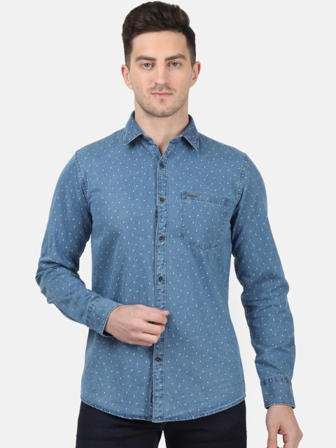 

Monte Carlo Men Blue & White Slim Fit Printed Casual Shirt