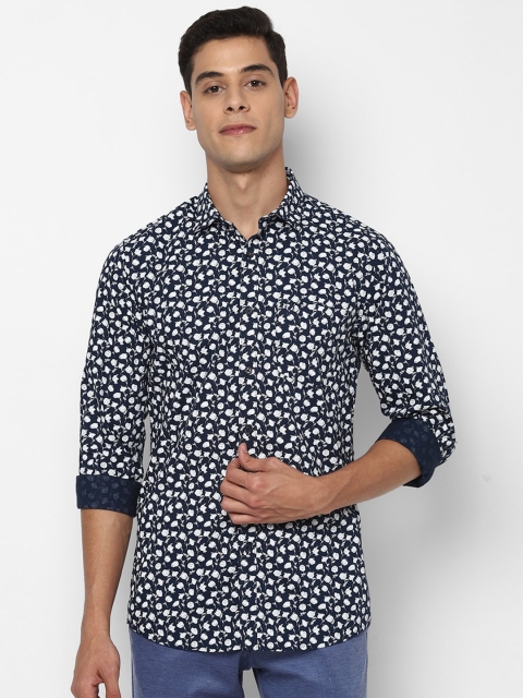 

Allen Solly Men Navy Blue & White Pure Cotton Slim Fit Printed Casual Shirt