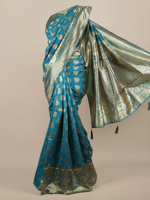 

Pothys Blue Woven Design Jute Silk Lehenga Saree