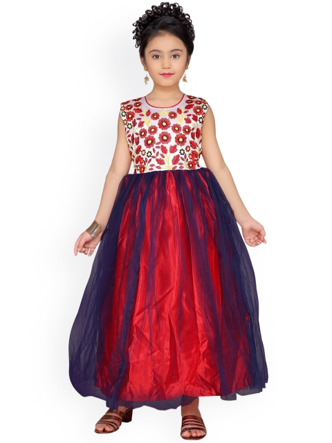 

Aarika Girls White & Red Floral Embroidered Gown