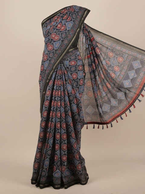 

Pothys Navy Blue Printed Saree