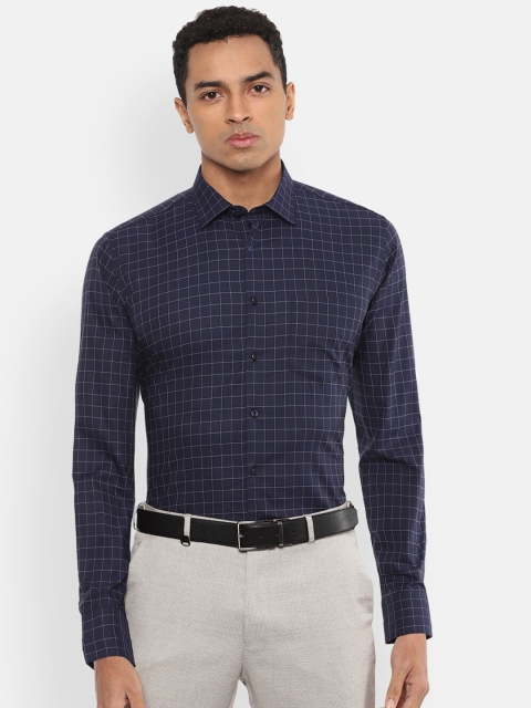 

Van Heusen Men Navy Blue & White Slim Fit Checked Formal Shirt