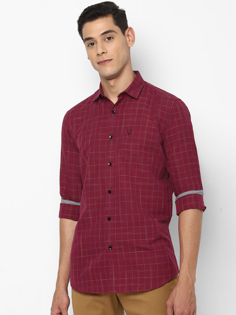 

Allen Solly Men Maroon & Grey Slim Fit Checked Casual Shirt