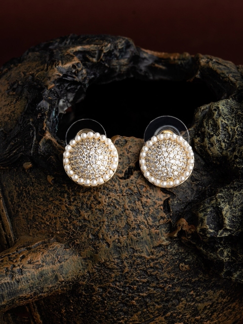 

E2O White Gold-Plated Handcrafted Studded Contemporary Studs