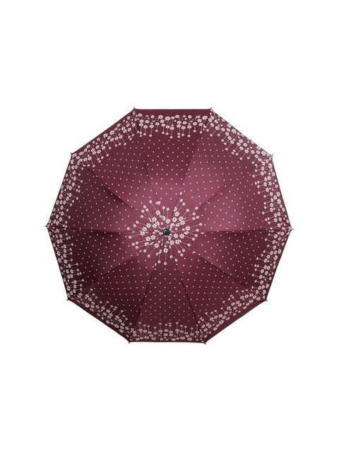 

LOOM LEGACY Maroon & White Floral Printed 3-Fold Umbrella