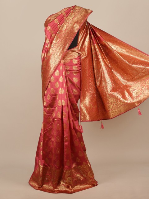 

Pothys Pink & Gold-Toned Jute Silk Woven Design Saree