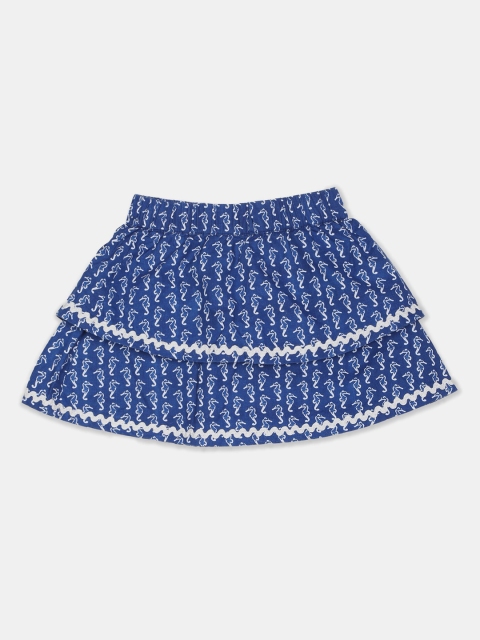 

Donuts Infant Girls Blue & White Printed Flared Mini Skirt