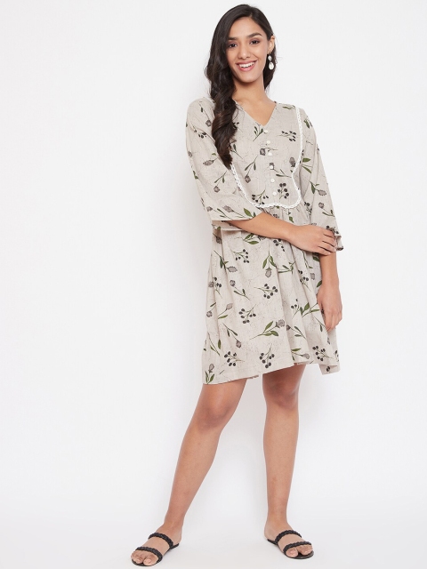 

The Kaftan Company Women Grey Printed Fit and Flare Dress