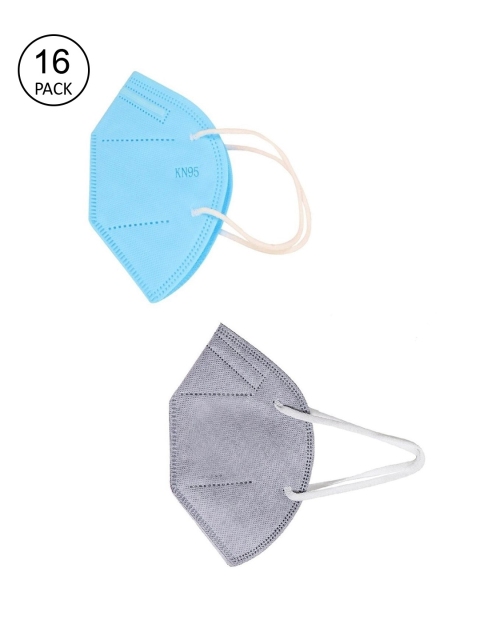 

OOMPH Unisex Pack of 16 Blue & Grey Anti-Pollution Reusable 5-Layer Mask