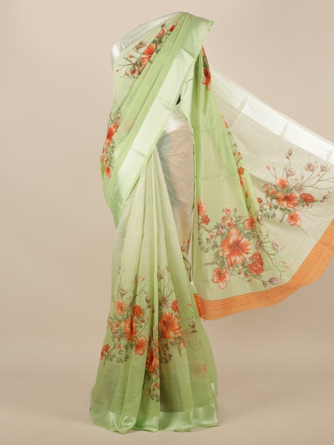 

Pothys Green Printed Jute Silk Saree
