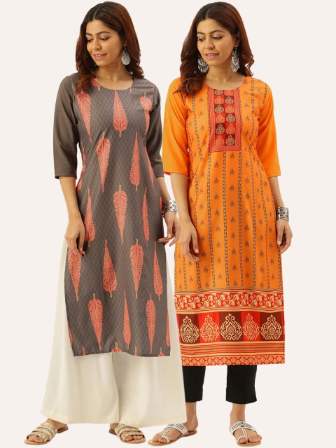 

7Threads Women Pack Of 2 Ethnic Motifs Printed Kurta, Multi