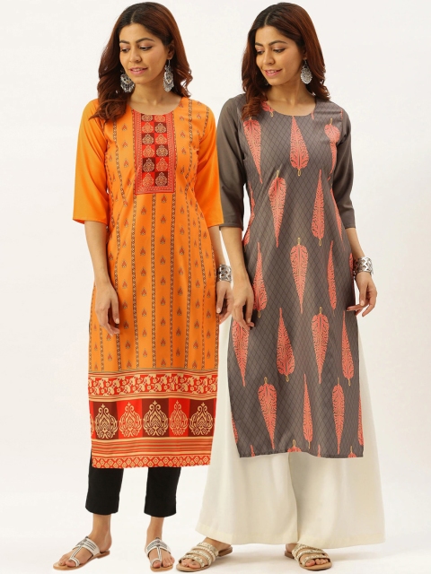

7Threads Women Pack Of 2 Ethnic Motifs Printed Kurta, Multi