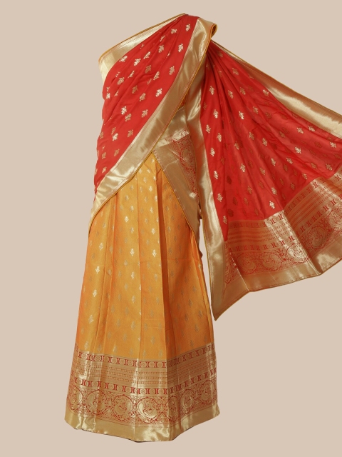 

Pothys Red & Yellow Woven Design Silk Cotton Traditional Saree