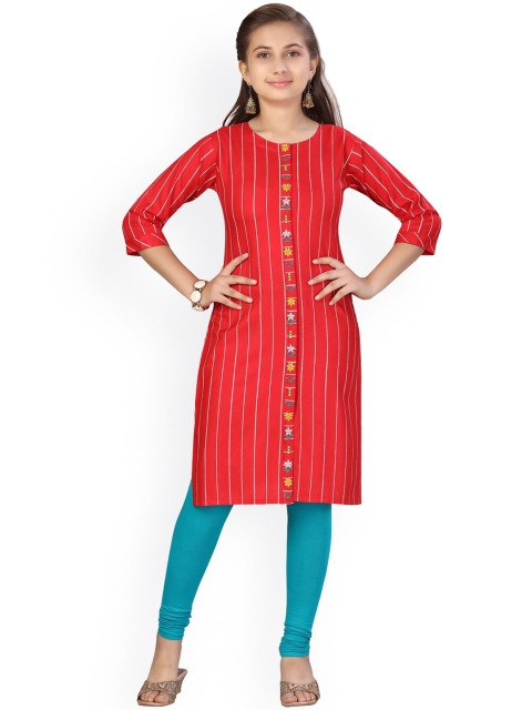 

Aarika Girls Red Striped Kurta