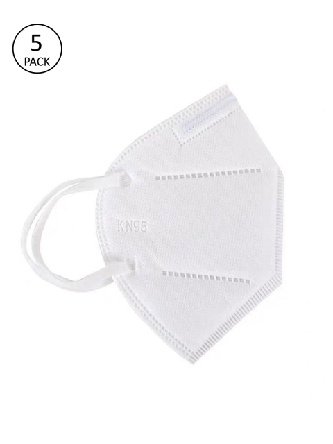 

OOMPH Pack Of 5 White Solid 5-Ply Reusable Anti-Pollution KN95 Masks