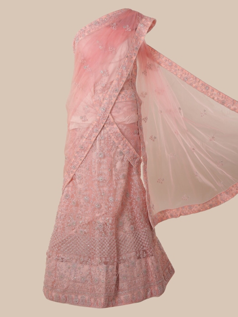 

Pothys Pink Embroidered Net Lehenga Saree