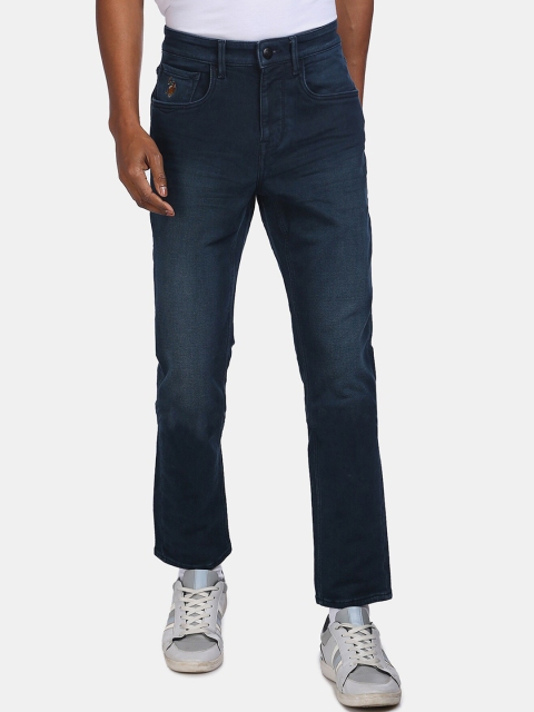 

U.S. Polo Assn. Denim Co. Men Navy Blue Mid Rise Delta Slim Fit Stone Wash Light Fade Jeans