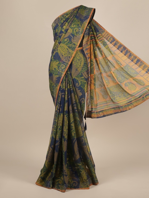 

Pothys Blue Printed Poly Chiffon Saree