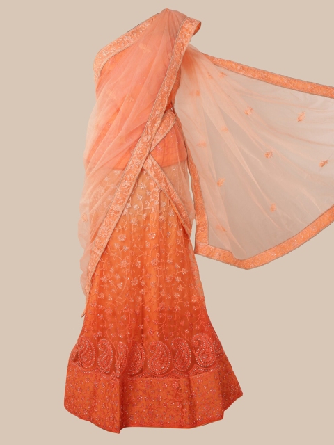 

Pothys Orange Embroidered Net Traditional Saree