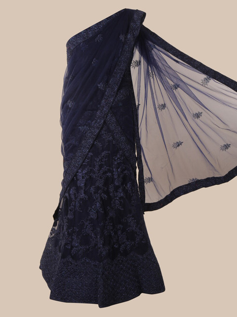 

Pothys Navy Blue Embroidered Net Saree
