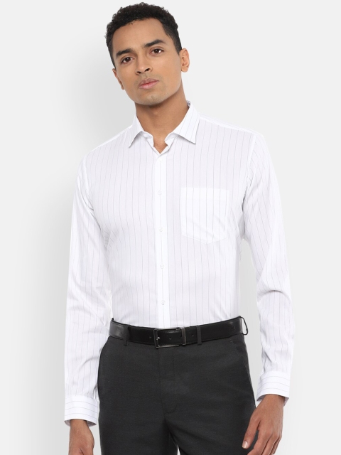 

Van Heusen Men White & Navy Blue Slim Fit Striped Formal Shirt