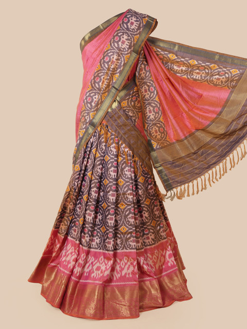 

Pothys Multicoloured Printed Art Silk Lehenga Saree, Multi