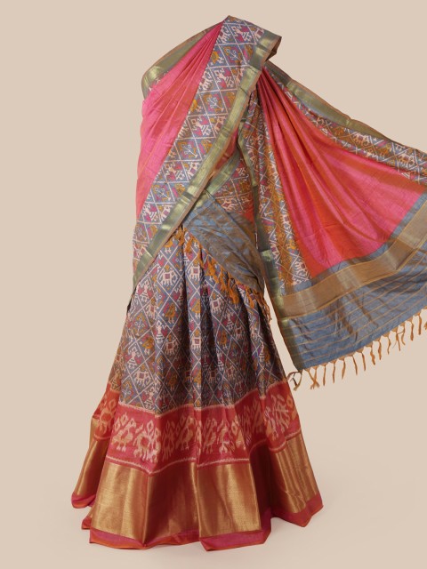 

Pothys Coral Woven Design Art Silk Lehenga Saree