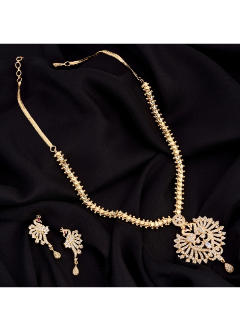 

Saraf RS Jewellery White Gold-Plated AD-Studded Traditional Handcrafted Jewellery Set