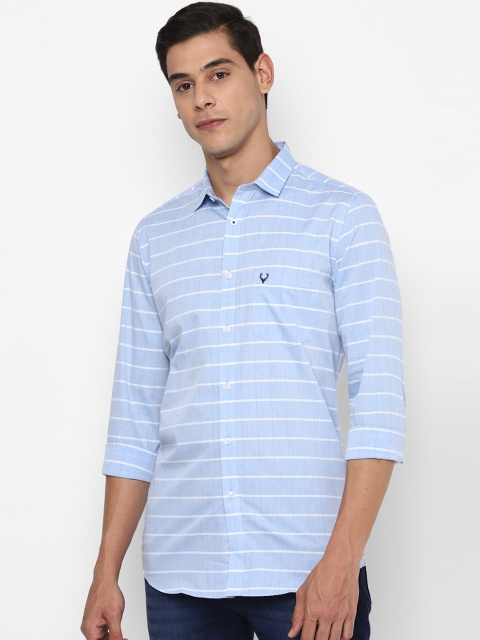 

Allen Solly Men Blue & White Pure Cotton Slim Fit Striped Casual Shirt