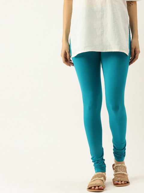 

De Moza Women Blue Solid Churidar-Length Leggings
