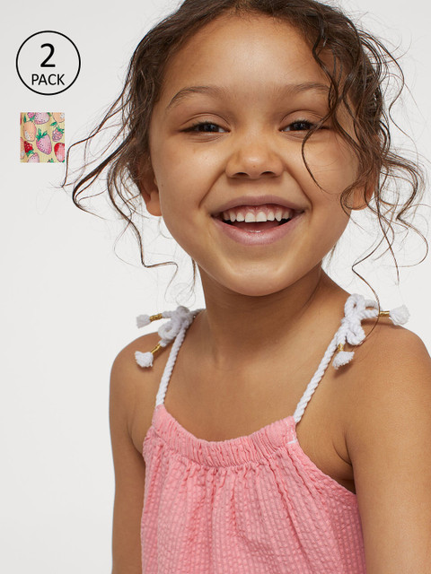 

H&M Girls Pack of 2 Pink & Yellow Pure Cotton Printed Dress