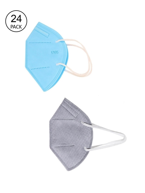

OOMPH Unisex Pack Of 24 5-Ply Reusable Anti-Pollution KN95 Face Masks, Blue