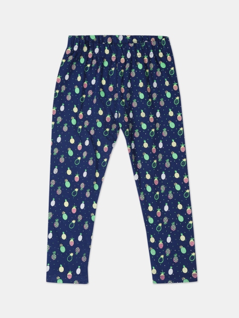 

Donuts Infant Girls Navy Blue & Green Printed Ankle-Length Leggings