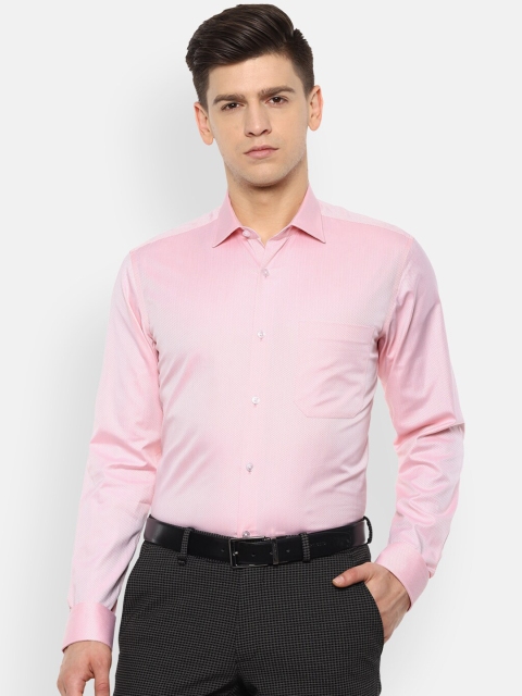 Louis Philippe Men Pink Slim Fit Pure Cotton Solid Formal Shirt