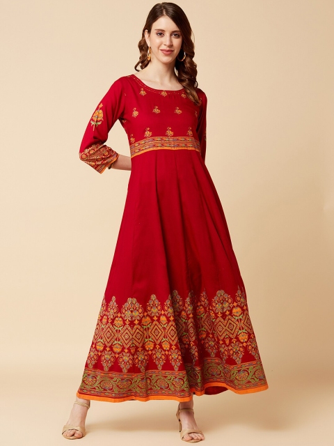 

Varanga Women Maroon Ethnic Motifs Yoke Design Anarkali Kurta