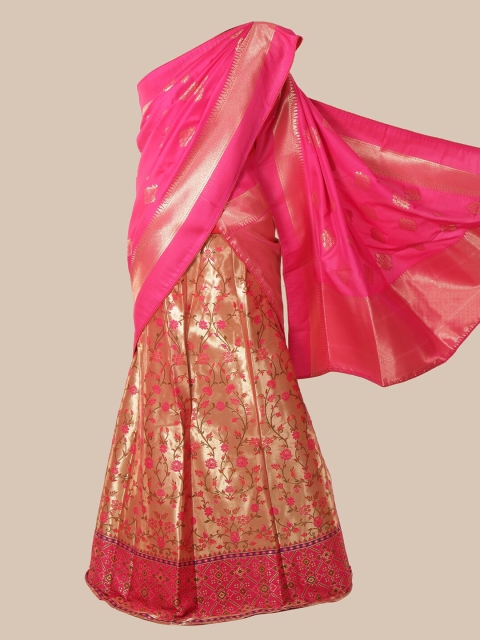 

Pothys Pink & Gold-Toned Silk Cotton Woven Design Saree