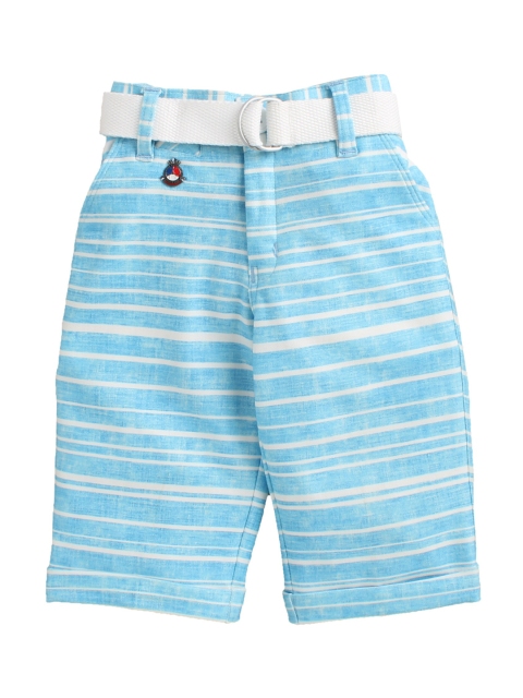 

Noddy Boys Blue & White Striped Regular Fit Shorts with Belt