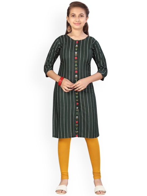 

Aarika Girls Green Striped Kurta