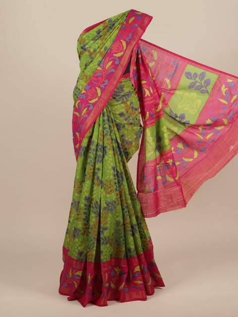 

Pothys Green Printed Jute Silk Saree