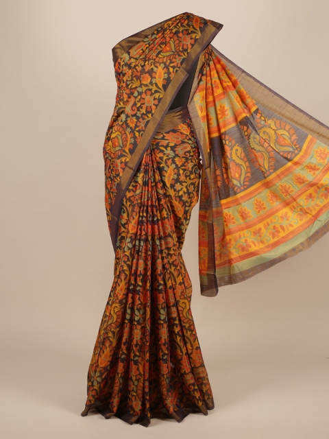 

Pothys Blue Printed Jute Silk Saree