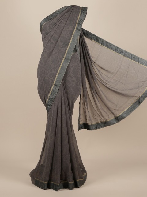 

Pothys Charcoal Printed Poly Chiffon Saree