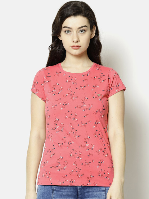 

V2 Value & Variety Pink Floral Printed Chambray Regular Top