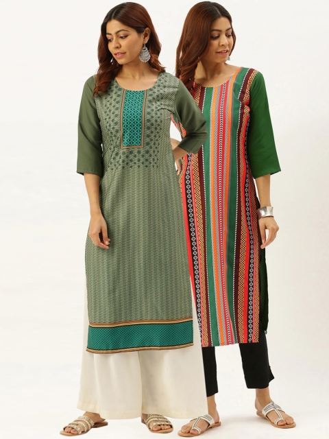 

7Threads Women Pack Of 2 Ethnic Motifs Printed Kurta, Multi