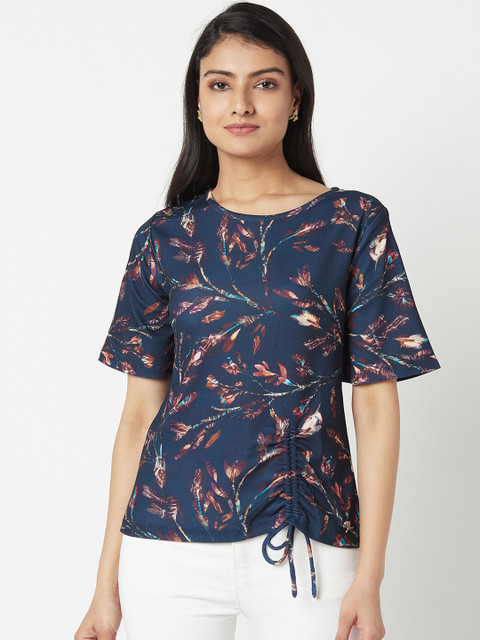 

Miss Grace Navy Blue Regular Top