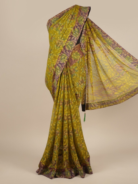 

Pothys Green & Purple Poly Chiffon Printed Saree