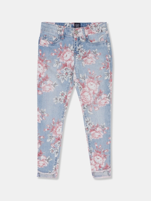 

GAP Girls Blue Floral Stretchable Denim Jeggings
