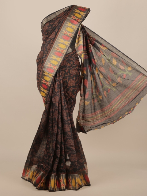 

Pothys Black Printed Jute Silk Saree