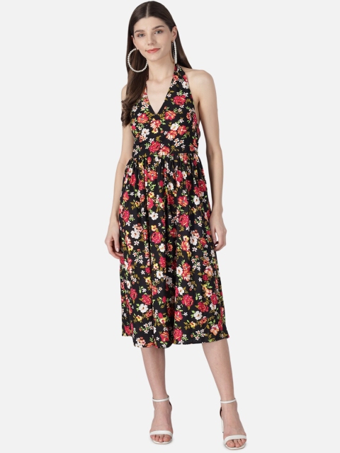 

The Dry State Women Black Printed Fit and Flare Dress