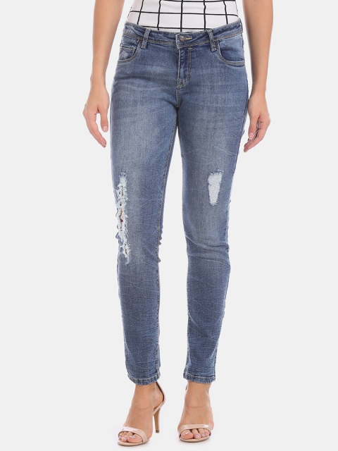 

Cherokee Women Blue Slim Fit Mid-Rise Mildly Distressed Jeans
