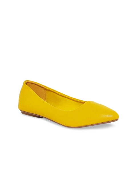 

Forever Glam by Pantaloons Women Mustard Solid Leather Ballerinas